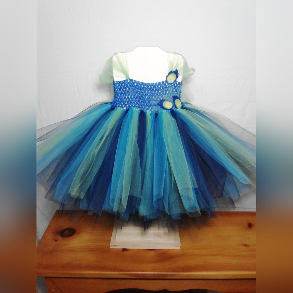 Charming Peacock Tutu Dress Handmade